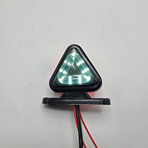 Ліхтар габаритний 12-24V діодний червоно-білий трикутний "SMOKE" 6,5см, фото 2