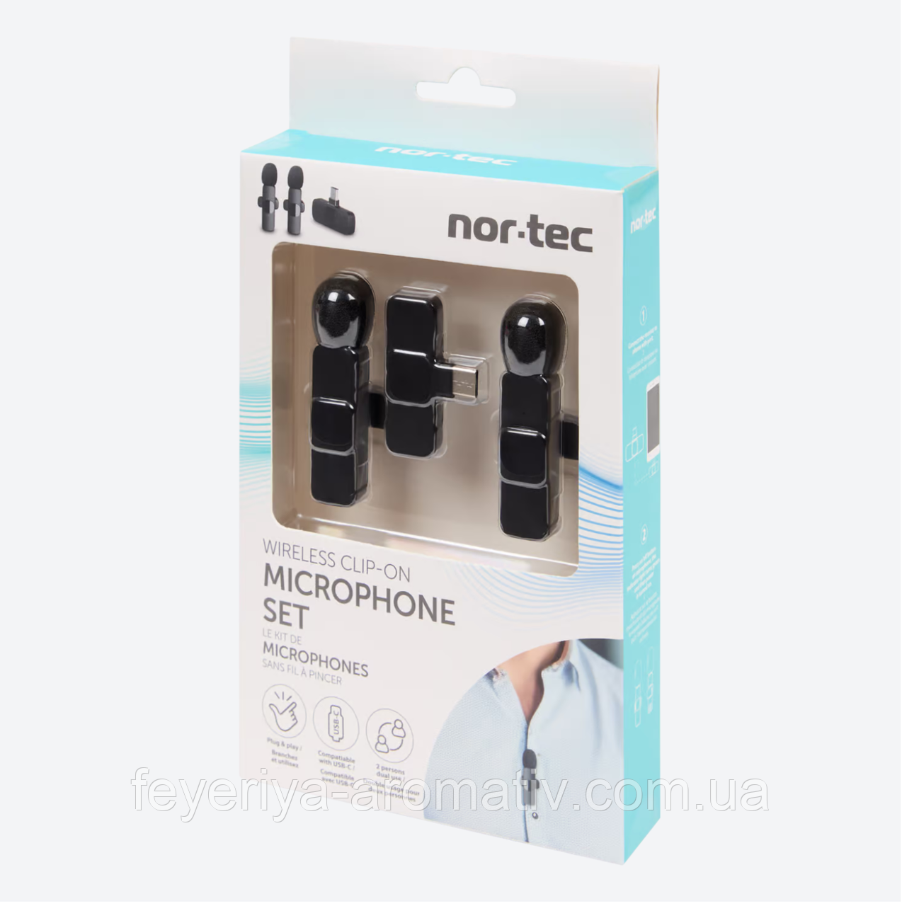 Бездротові мікрофони з кліпсою Nor-Tec | 2 шт. | Plug & Play | USB-C