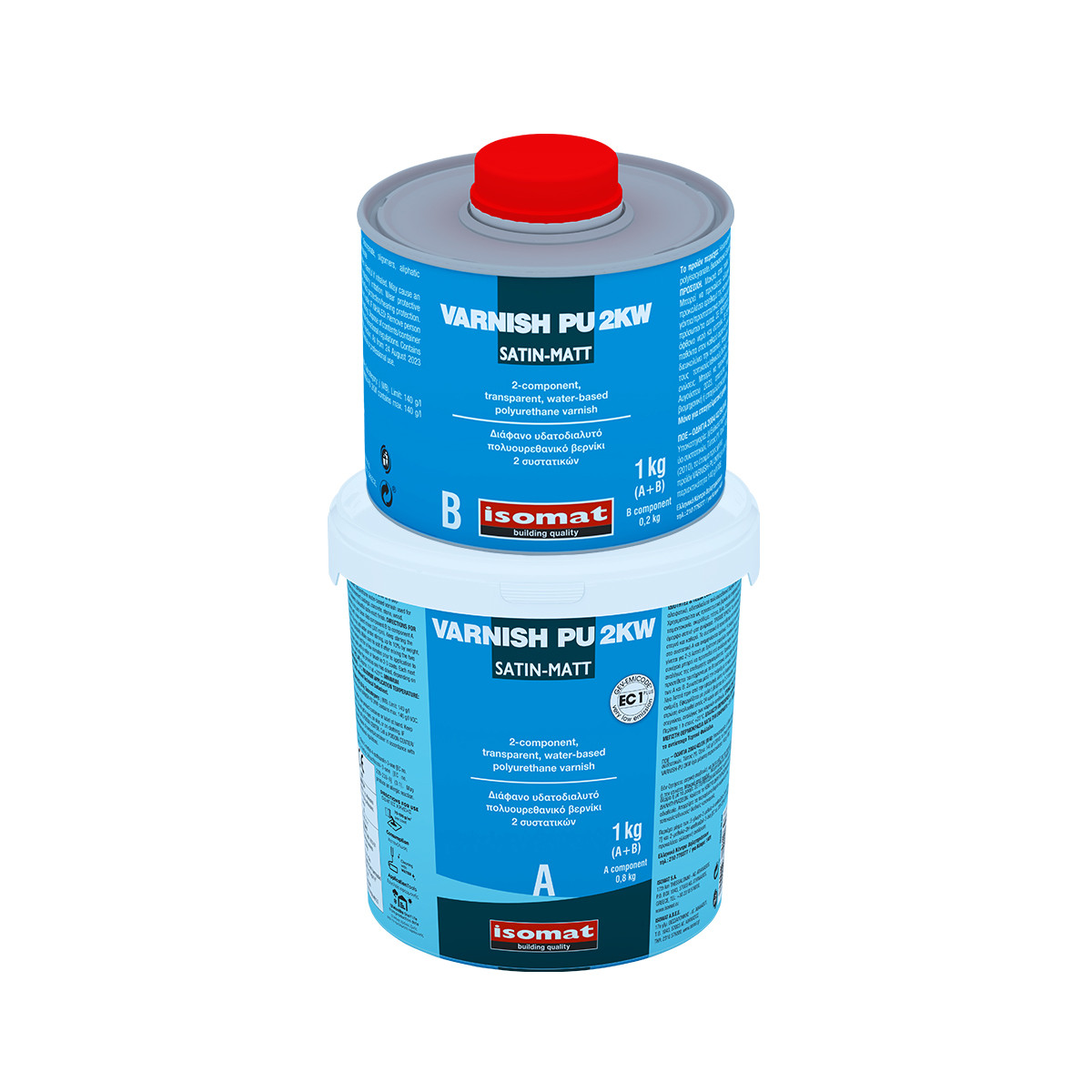 Двокомпонентний лак на водній основі Isomat Varnish-PU 2KW шовковисто-матовий 1кг