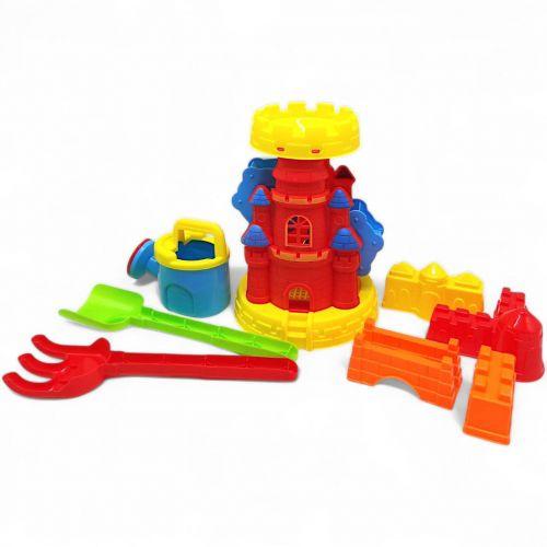 Пісочний набір (млин, лійка, граблі, лопатка, 4 форми для піску), фото 1