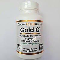 Вітамін C класу USP, 1000 мг, 60 капсул California Gold Nutrition, Термін до 11/2027