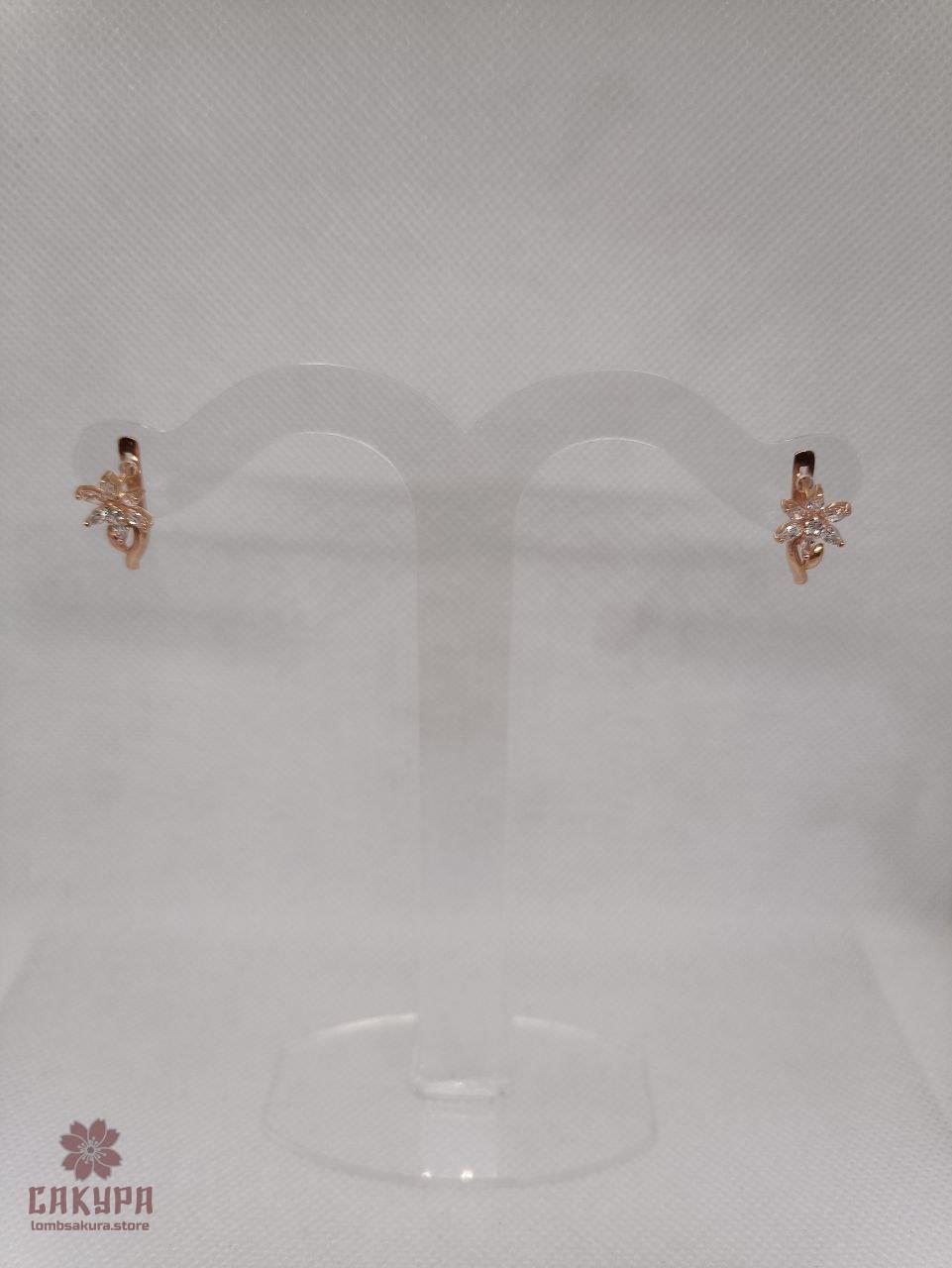 Золоті Сережки зі вставкою цирконій, фото 1