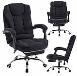 Крісло офісне преміум з підніжкою та масажем, 130 кг, ергономічне, комп'ютерне чорне BOSS КО-22, фото 3