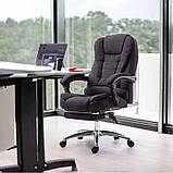 Крісло офісне преміум з підніжкою та масажем, 130 кг, ергономічне, комп'ютерне чорне BOSS КО-22, фото 2