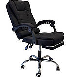 Крісло офісне преміум з підніжкою та масажем, 130 кг, ергономічне, комп'ютерне чорне BOSS КО-22, фото 8
