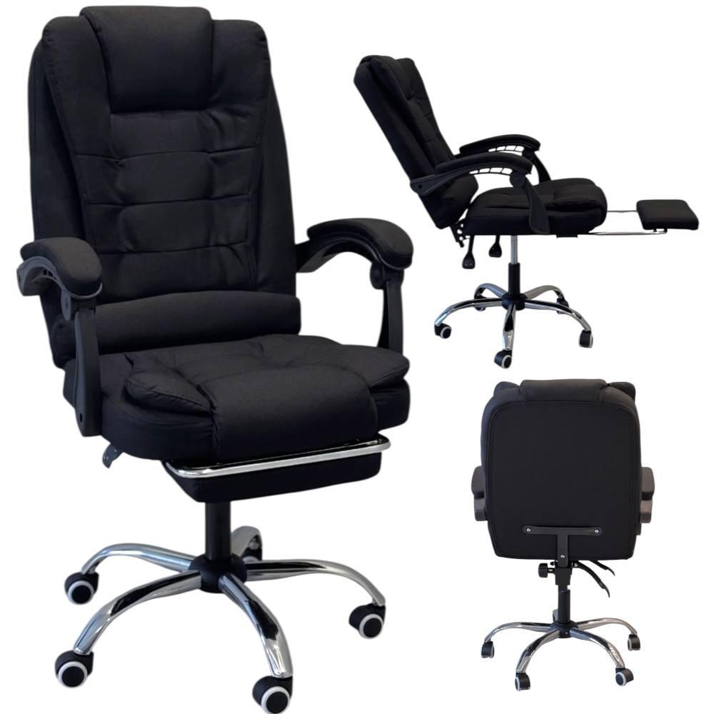 Офісне крісло BOSS КО 22 Premium з підставкою для ніг, комп'ютерне крісло з підніжкою, чорний колір, фото 1