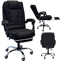 Офісне крісло BOSS КО 22 Premium з підставкою для ніг, комп'ютерне крісло з підніжкою, чорний колір