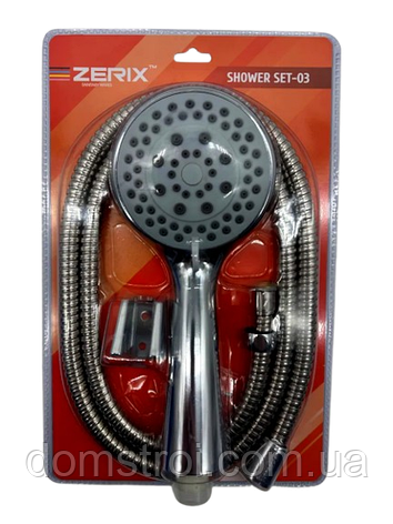Душовий комплект ZERIX SHOWER SET-03 (ZX3097): лійка 5-режимна, шланг, кронштейн, фото 1