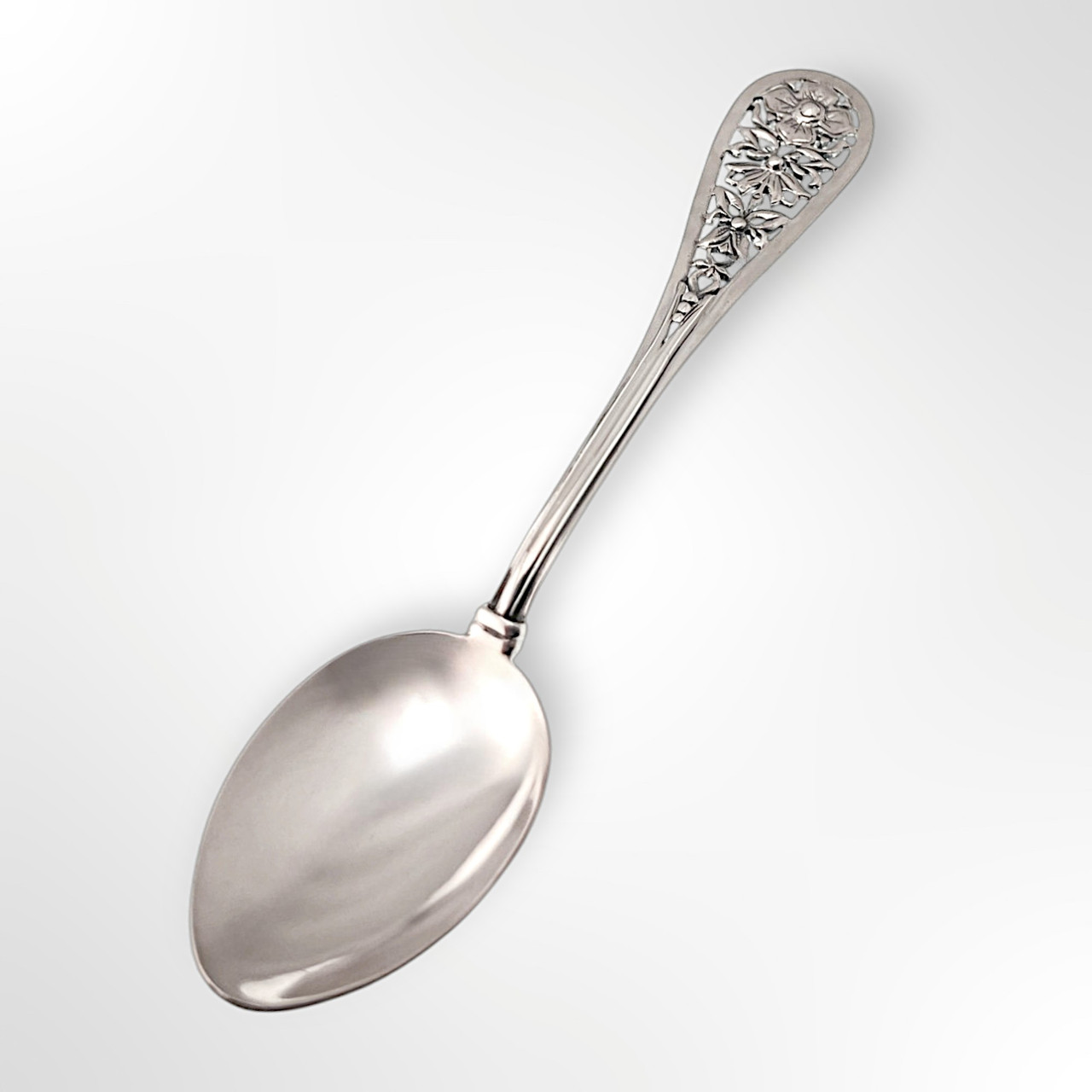 Срібна ложка чайна Брюс з гравіюванням «Галявинка Квіти» 14 см., фото 1