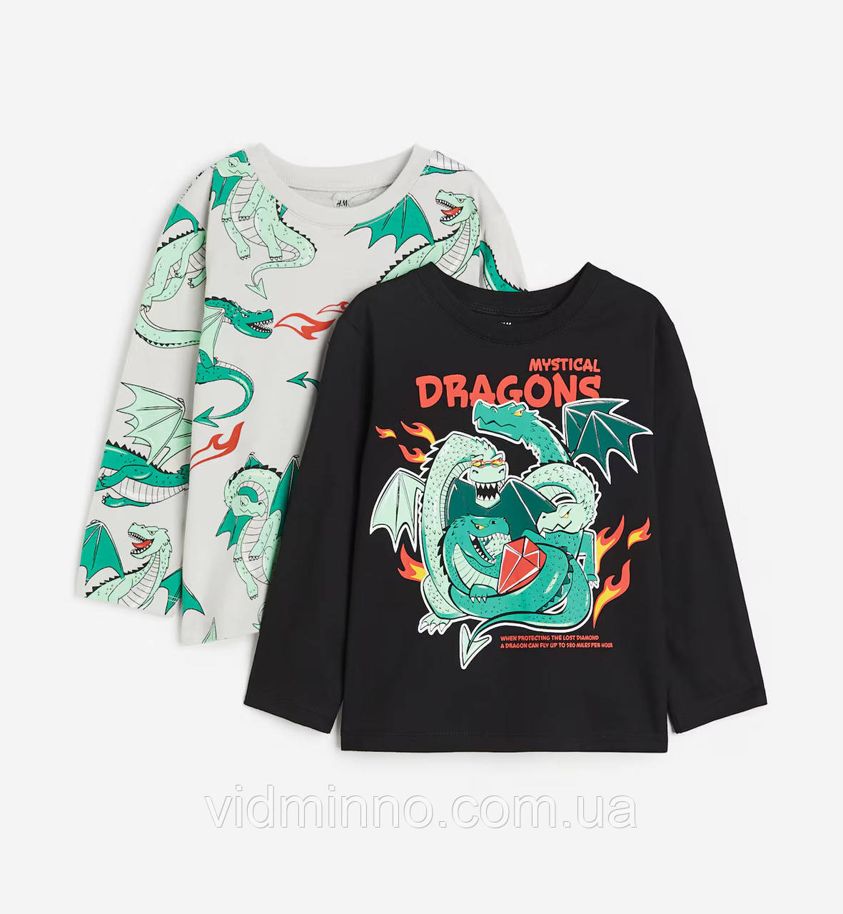 Кофти лонгсліви реглани (набір) H&M на хлопчика р.122-128, 6-8 років, дракони