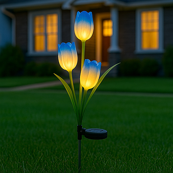 Садовий світильник на сонячній батареї 42,5см (1шт), Тюльпан / Вуличний світильник для саду