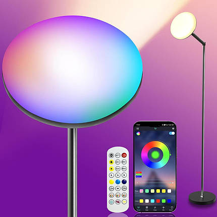 Підлоговий світильник ZAIYW Smart RGB з таймером у застосунку та синхронізацією музики, 16 мільйонів кольорів, фото 1