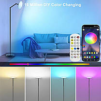 Підлоговий світильник ZAIYW Smart RGB з таймером у застосунку та синхронізацією музики, 16 мільйонів кольорів, фото 4