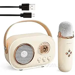 Караоке колонка з мікрофоном (19×15,5×7,5см), від USB, Жовтий / Блютуз колонка / Портативна колонка