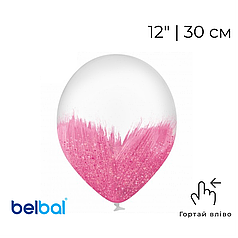 Принт 021 BELBAL-ББ 12" Браш рожева на прозорому з гліттером