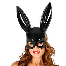Маска кролика PlayBoy RESTEQ 36 см - чорна глянцева костюмна маска для вечірок, косплею та Геловіну, фото 3