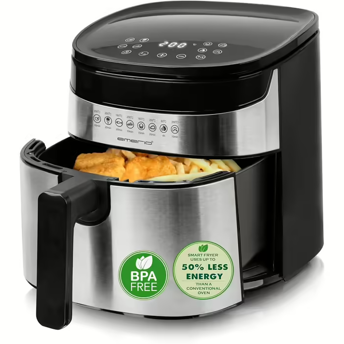 Електрична аерофритюрниця Emerio Top AirFryer AF-129084, 4.5 л, цифрова, 8 програм, нержавіюча сталь, фото 1