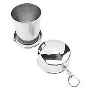 Похідна складна чашка RESTEQ з нержавіючої сталі — металевий туристичний стакан 250 мл з карабіном