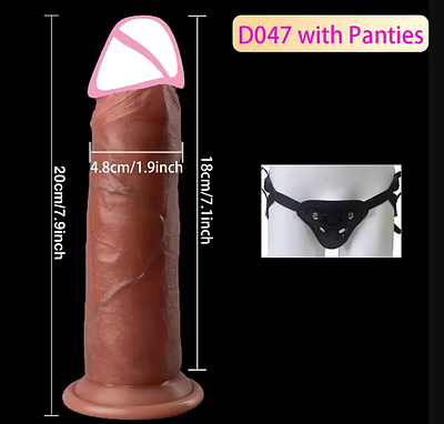 Реалістичний фалоімітатор Страпон 20 см з поясом Реалістична кібершкіра Анальний Вагінальний  мастурбатор Товстий пеніс