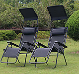 Розкладне крісло шезлонг LEOBRO Zero Gravity Black з козирком (LB-ZGC-T1-BLK), фото 3