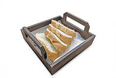 Підставка для хліба з квадратними ручками 15х15х5 см, коричнева