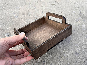 Підставка для хліба з квадратними ручками 15х15х5 см, коричнева, фото 3