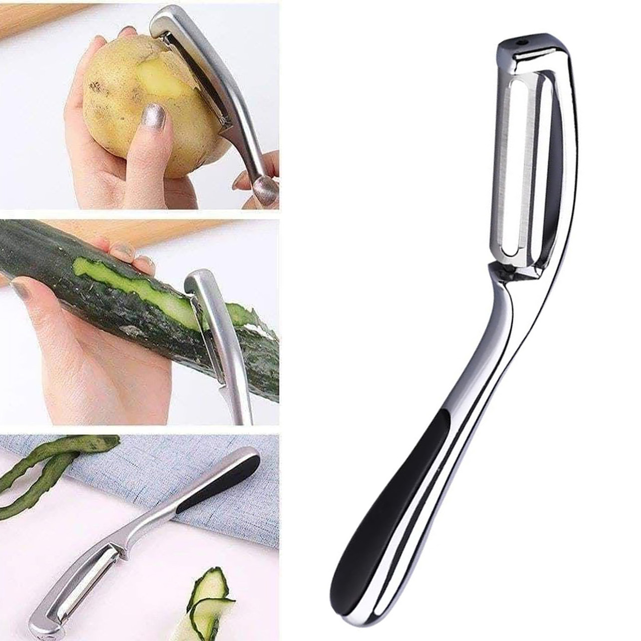 Ніж економка овочечистка для тонкого чищення овочів та фруктів з нержавіючої сталі 16.5 см