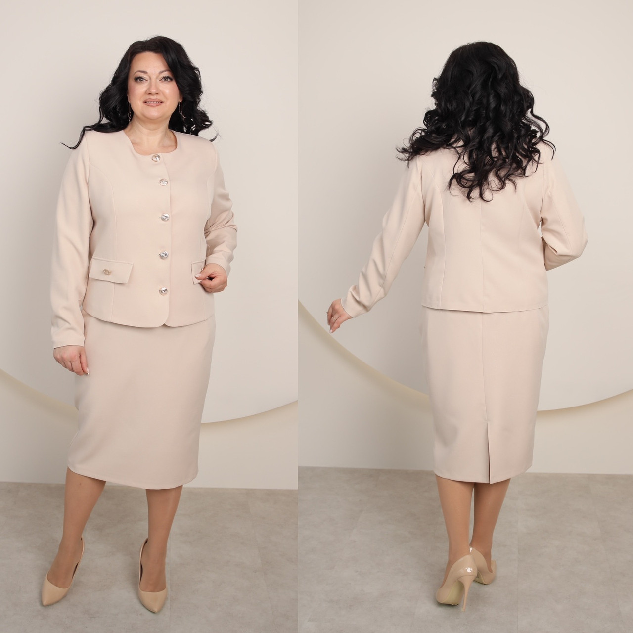 Костюм двійка 50,52,54,56. бежевий, фото 1