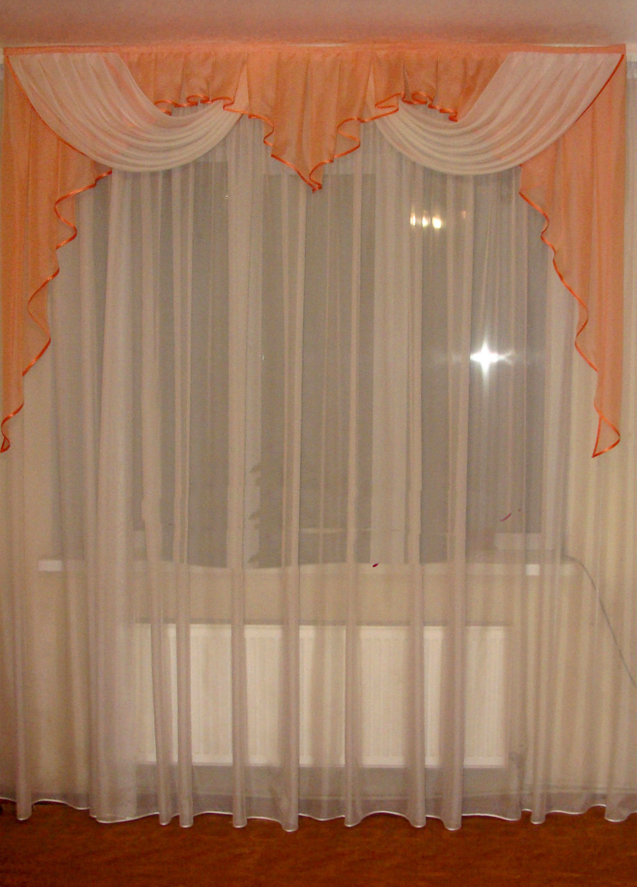 Ламбрекен Firanka каскад карниз 200см персиковий з кремовим (50_2м), фото 1