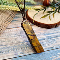 Кулон "брусочек" на шнурке натуральный камень тигровый глаз