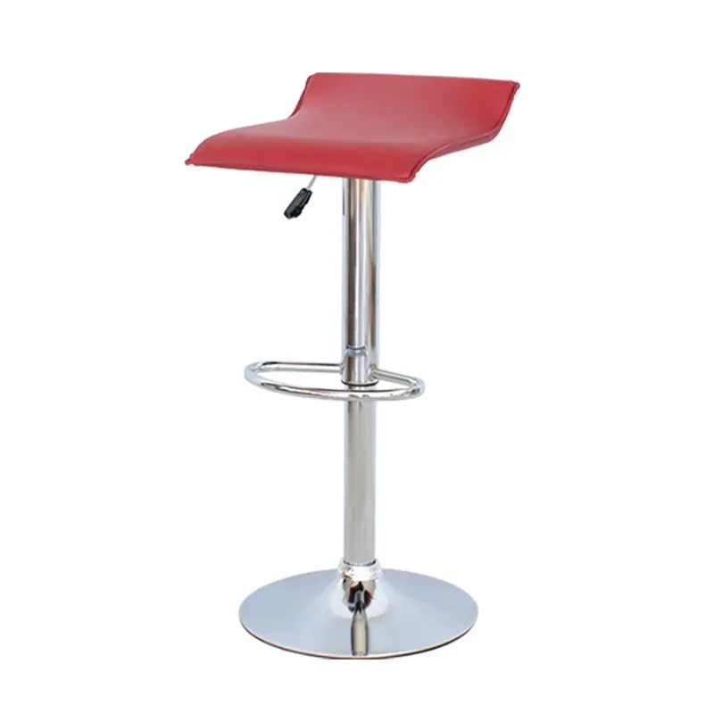 Високий стілець хокер VIA Eco, хромована стійка з підніжкою, сидіння з екошкіри, поворот на 360 °, червоний, фото 1