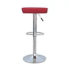 Високий стілець хокер VIA Eco, хромована стійка з підніжкою, сидіння з екошкіри, поворот на 360 °, червоний, фото 2