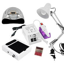 Подарунковий набір для манікюру та педикюру 4в1: з настільною лампою, фрезером, витяжкою та лампою Sun Y17 - RD-6