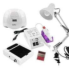 Манікюрний стартовий набір 4в1: з настільною лампою, фрезером, витяжкою та лампою Sun X - RD-7