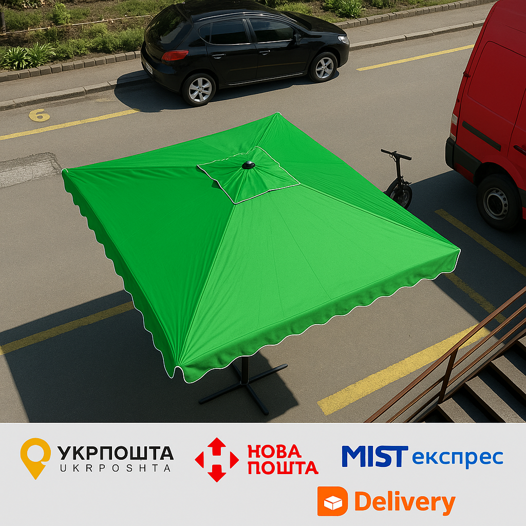 Зонт Monsen 2.5×2.5 м (вн. 2.15 м), UV-захист, вітровий клапан, регулювання висоти, Туреччина