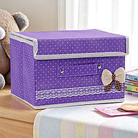 Органайзер для речей із тканини, складаний, 24,5x18,5x15см, Фіолетовий (Короб для зберігання з кришкою)