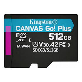 Карта пам'яті microSDXC (UHS-1 U3) Kingston Canvas Go Plus 512Gb class 10 A2 V30 (R170MB/s, W90MB/s) ly