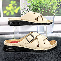 Шльопанці жіночі Serra бежеві еко-шкіра з пряжкою 4921, фото 2