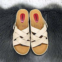 Шльопанці жіночі Serra бежеві еко-шкіра з пряжкою 4921, фото 3