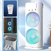 Вентилятор 3 в 1 USB з розпилювачем, автоповоротом і LED-підсвіткою Air Double-ended Spray Fan, фото 2