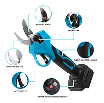 Акумуляторний секатор у валізі Lithium (довжина леза 4,5 см) 2хАКБ, фото 4