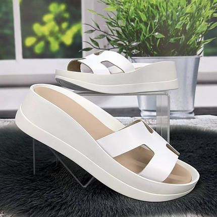 Шльопанці жіночі Amir білі шкіряні на платформі 4922, фото 1