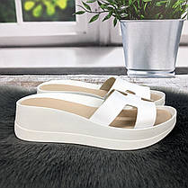 Шльопанці жіночі Amir білі шкіряні на платформі 4922, фото 3