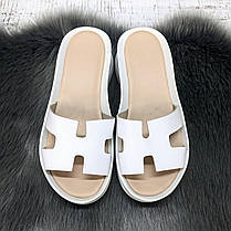 Шльопанці жіночі Amir білі шкіряні на платформі 4922, фото 4