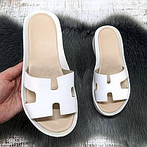 Шльопанці жіночі Amir білі шкіряні на платформі 4922, фото 5