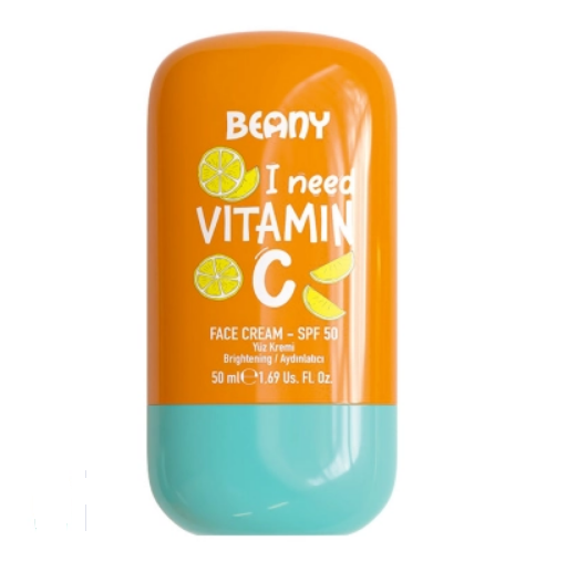 Освітлюючий крем для обличчя з вітаміном С з SPF 50 Beany, 50 мл (сонцезахист та проти пігментації)