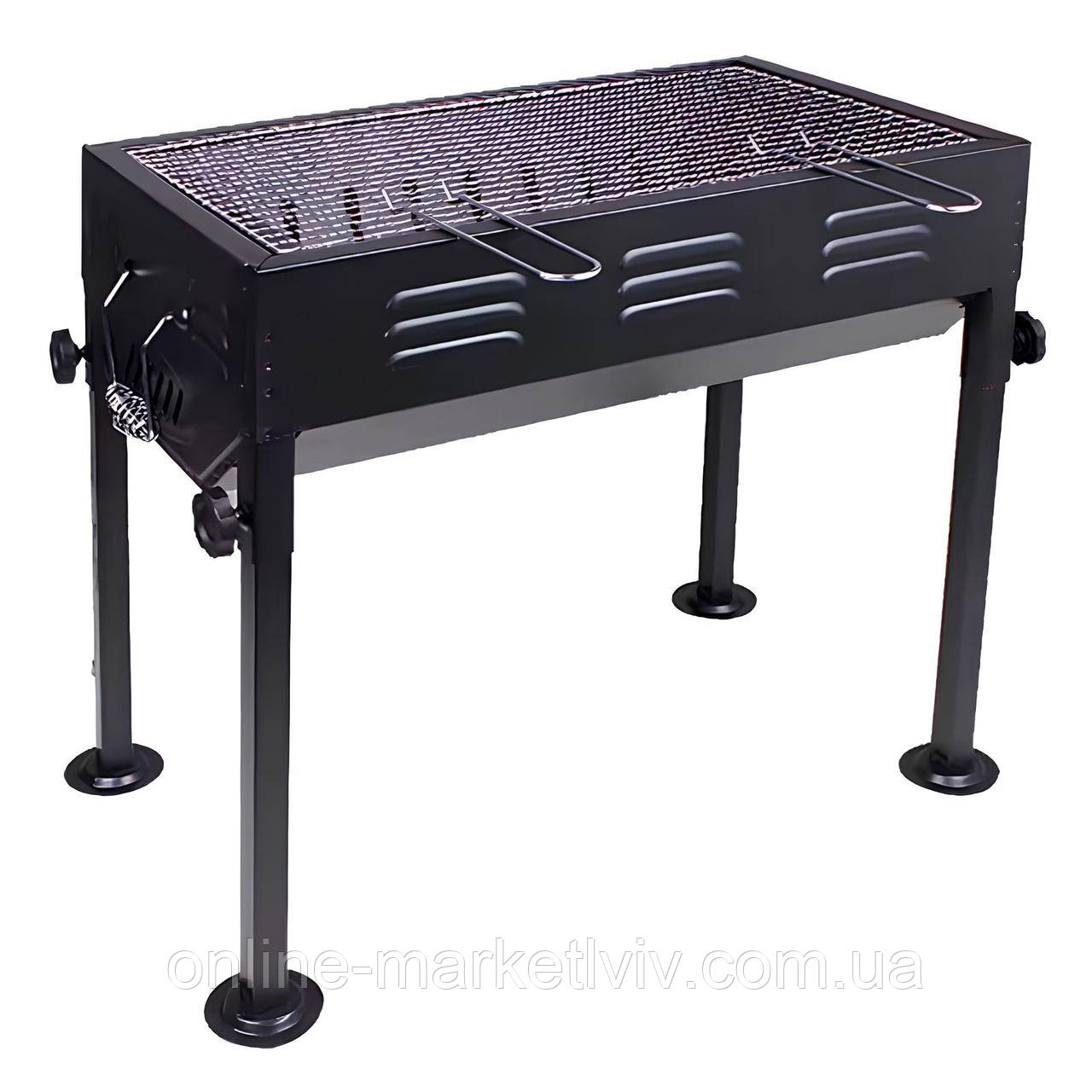 Мангал складний з решіткою та щипцями (66×60×30см), BARBECUE CA-03-1 / Мангал гриль / Мангал барбекю