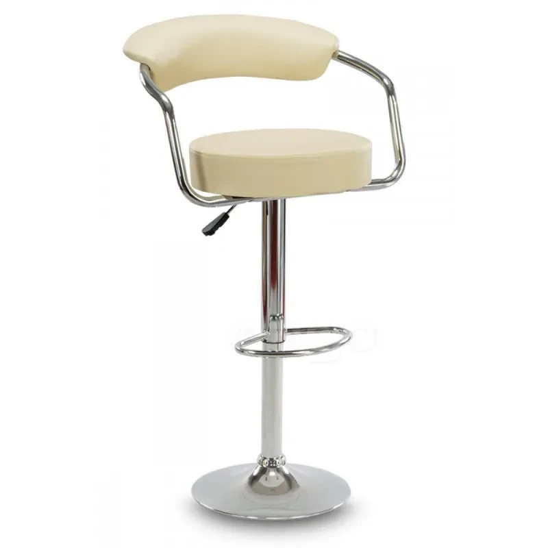 Стілець для бару з комфортною спинкою з екошкіри Vigo, регуляція висоти до 20 см, обертання на 360°, бежевий, фото 1