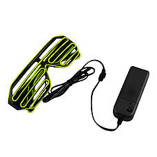 Сяючі окуляри RESTEQ LED EL зелені світлодіодні неонові окуляри з режимами для вечірки косплея, фото 3