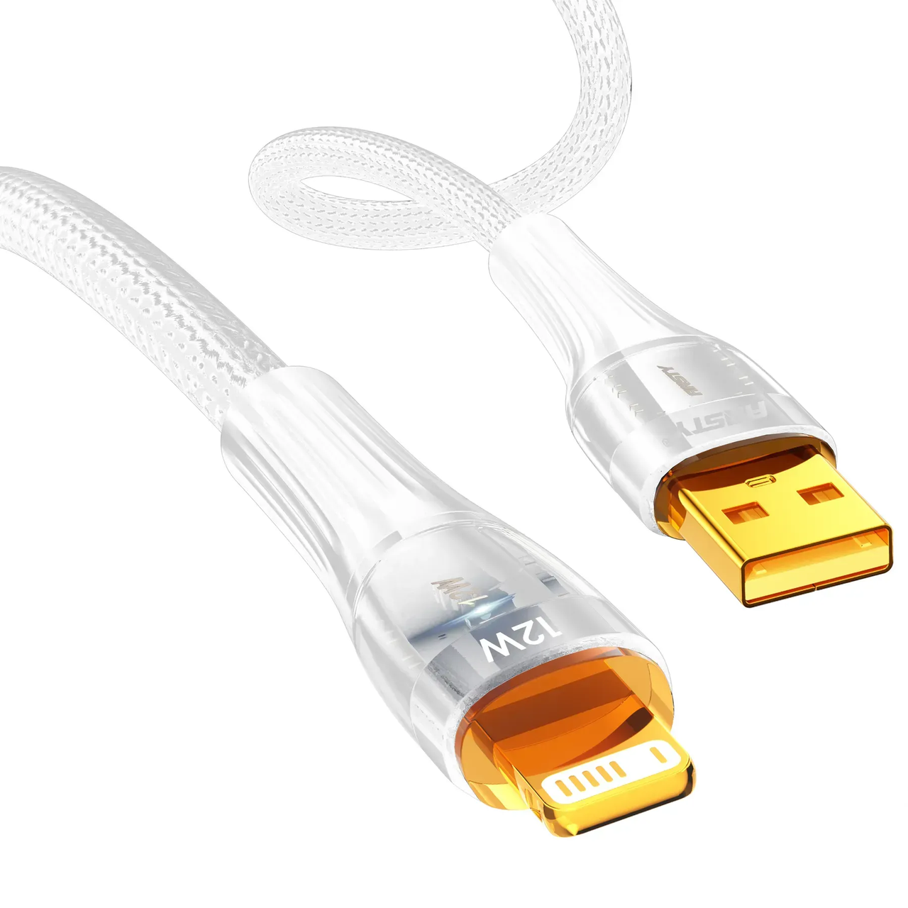 Кабель ANSTY S-053-I Lightning 12W 1M Nylon LED White, фото 1